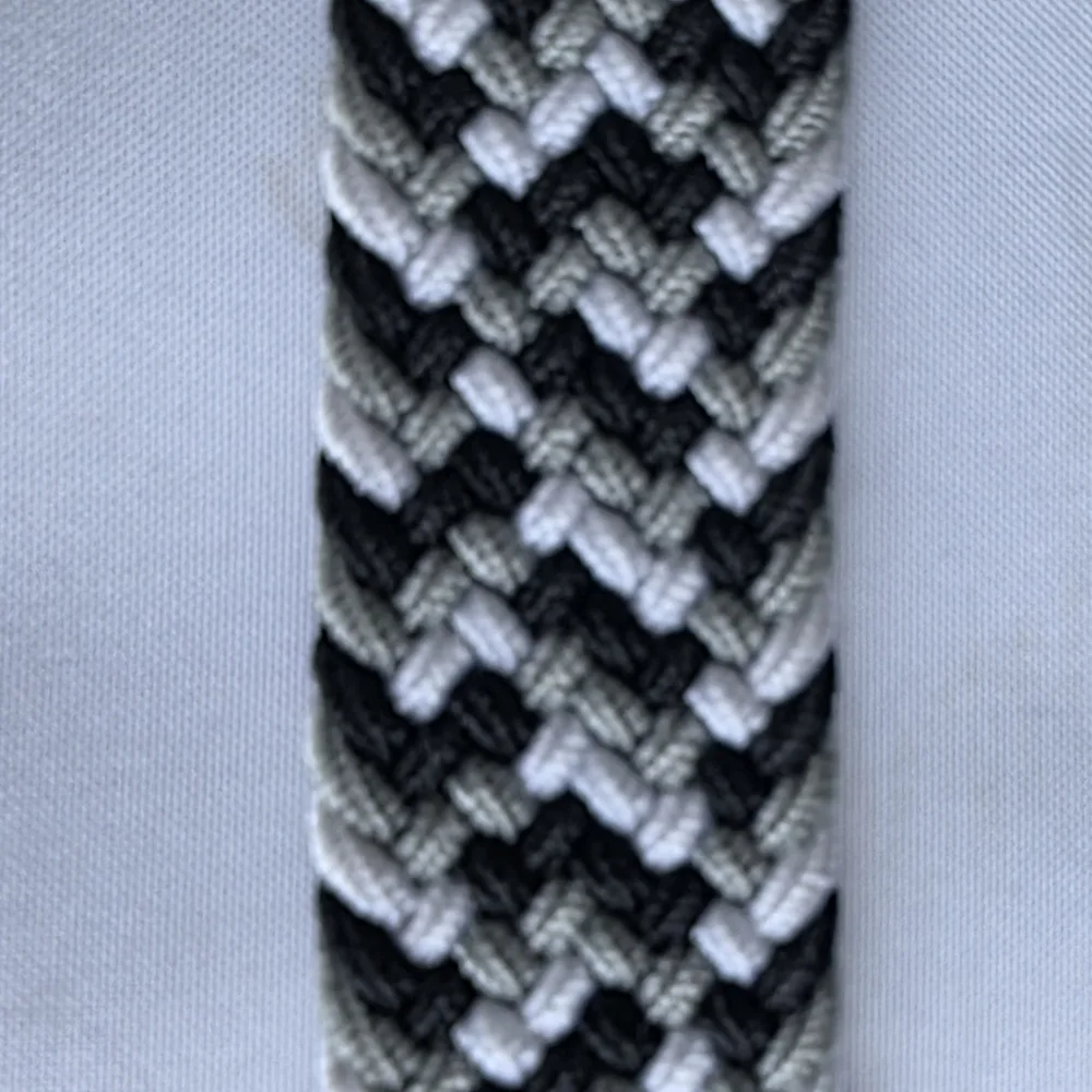 Stylish Black and Gray Woven Belt With 100% Leather Details Unisex 42" X 1.5" - Picture 6 of 11